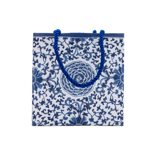 Indigo Garden Blue/White Small Square Gift Bag - 5.75"L x 2.5" W x 5.75"H - includes 1 bag