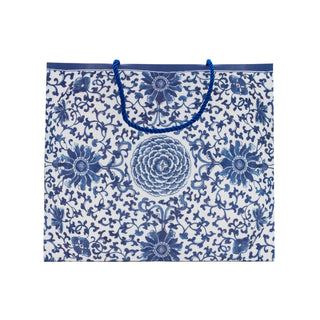 Indigo Garden Blue/White Large Gift Bag - 11.75"L x 4.75"W x 10"H - includes 1 bag