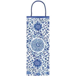 Indigo Garden Blue/White Bottle Bag 5"L x 3.5"W x 13"H - includes 1 bag