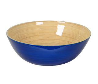 Shallow Lacquered Bamboo Bowl in Blue- 1 Each