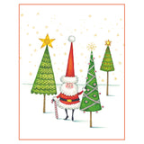 Santa And Little Trees A-Sized Christmas Cards Pack in Cello - 5 Cards & 5 Envelopes