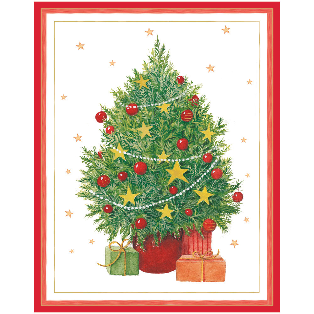 Little Decorated Tree A-Sized Christmas Cards Pack in Cello - 5 Cards & 5 Envelopes