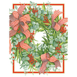 Ribbon Stripe Wreath C-Sized Blank Christmas Card Pack in Cello - 5 Cards & 5 Envelopes