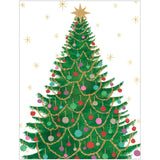 Merry And Bright Tree C-Sized Christmas Cards Pack in Cello - 5 Cards & 5 Envelopes