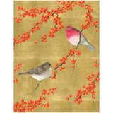 Birds And Berry Branches C-Sized Blank Single Christmas Card in Cello - 1 Card & 1 Envelope