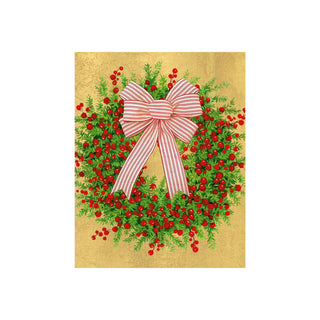 Greenery And Berry Wreath With Bow Petite Boxed Christmas Cards - includes 15 cards & envelopes