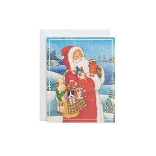 Santa With Dogs Petite Boxed Christmas Cards - includes 15 cards & envelopes