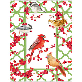 Winter Birds And Berries Blank Classic Christmas Cards - includes 5 cards & envelopes