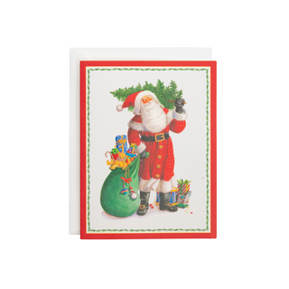 Santa Carrying Tree Classic Boxed Christmas Cards - includes 15 cards & envelopes