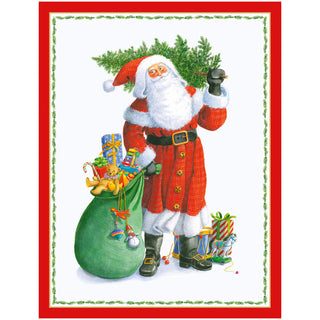 Santa Carrying Tree Blank Classic Christmas Cards - includes 5 cards & envelopes