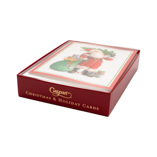 Santa Carrying Tree Classic Boxed Christmas Cards - includes 15 cards & envelopes
