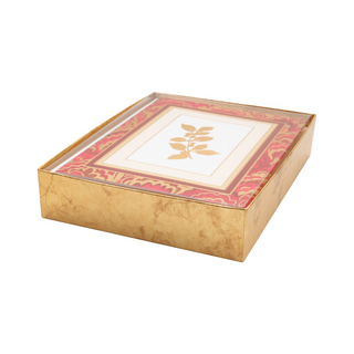 Holly Sprig Marbled Foil Classic Boxed Christmas Cards - includes 10 cards & envelopes