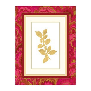 Holly Sprig Marbled Foil Classic Boxed Christmas Cards - includes 10 Blank cards & envelopes