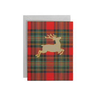 Reindeer Tartan Foil Classic Boxed Christmas Cards - includes 10 cards & envelopes
