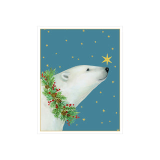 Polar Bear And Star Petite Christmas Cards - includes 5 cards & envelopes