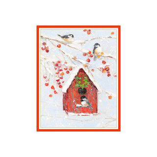 Chickadee Birdhouse Petite Christmas Cards - includes 5 cards & envelopes