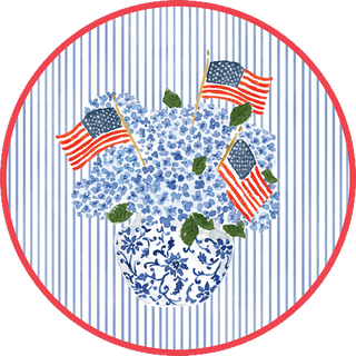 Flags And Hydrangeas Paper Placemats Round 12-In