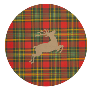 Reindeer Tartan Red Paper Placemats - includes 12 Paper Placemats