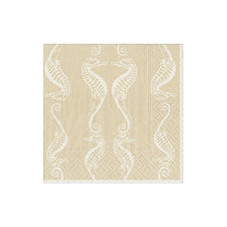 Seahorses Sand Boxed Cocktail Napkins - 40 per box