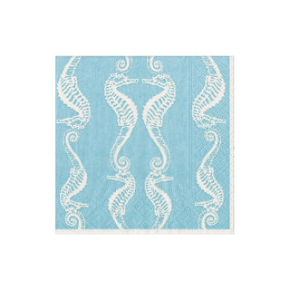 Seahorses Robin'S Egg Boxed Cocktail Napkins - 40 per box
