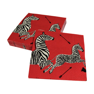 Zebras Red Napkin Cocktail