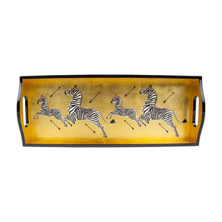 Zebras Gold Lacquer Bar Tray-20X8