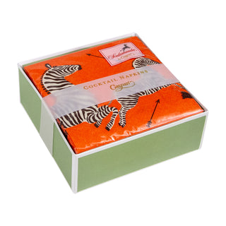 Zebras Orange  Napkin Box Cocktail - 40 per box