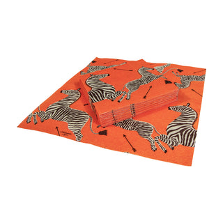 Zebras Orange Napkin Cocktail