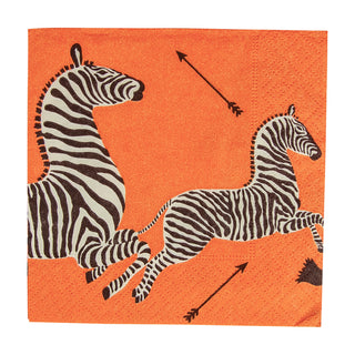 Zebras Orange Napkin Cocktail