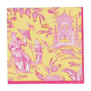 Silk Road Toile Chartreuse Cocktail Napkins - 20 Per Package