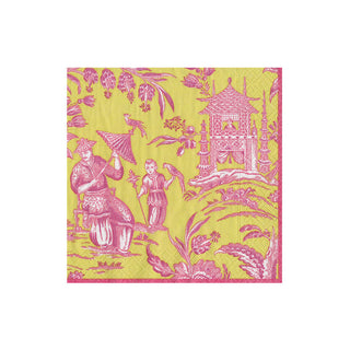 Silk Road Toile Chartreuse Napkin Cocktail
