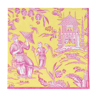 Silk Road Toile Chartreuse Luncheon Napkins - 20 Per Package