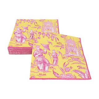 Silk Road Toile Chartreuse Luncheon Napkins - 20 Per Package