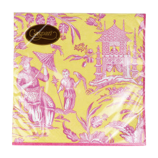 Silk Road Toile Chartreuse Luncheon Napkins - 20 Per Package