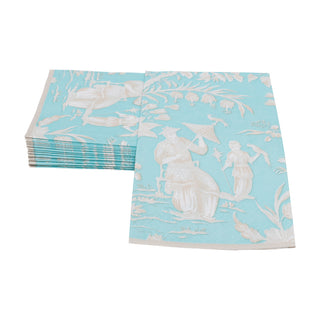 Silk Road Toile Robin's Egg Guest Towel Napkins - 15 Per Package