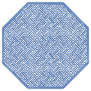Fretwork Blue Paper Placemats Octagon 12-In