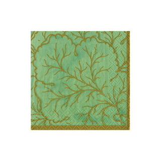 Gilded Majolica Celadon Cocktail Napkins - includes 12 Cocktail Napkins