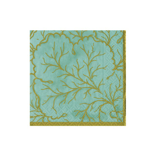 Gilded Majolica Saltwater Boxed Cocktail Napkins - includes 12 Boxed Cocktail Napkins