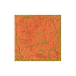 Gilded Majolica Coral Boxed Cocktail Napkins - includes 12 Boxed Cocktail Napkins