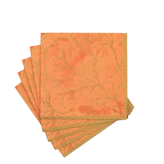 Gilded Majolica Coral Cocktail Napkins - includes 20 Cocktail Napkins