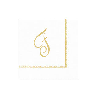 Hemstitch Script Single Initial "F" Cocktail Napkin - package of 20