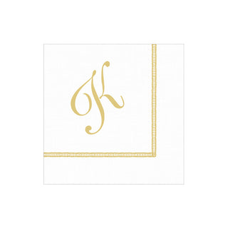 Hemstitch Script Single Initial "K" Cocktail Napkin - package of 20