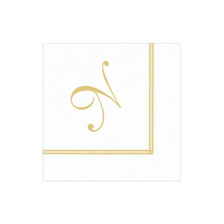 Hemstitch Script Single Initial "N" Cocktail Napkin - package of 20