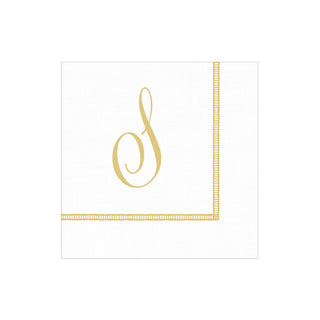 Hemstitch Script Single Initial "S" Cocktail Napkin - package of 20