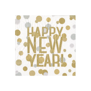 Confetti-Happy New Year White Napkin Cocktail