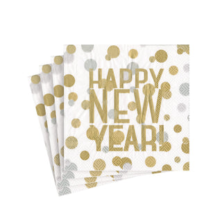 Confetti-Happy New Year White Napkin Cocktail