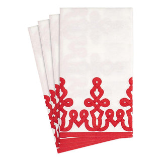 Dessin Passementerie Red-Ppr Linen Guest Towels Airlaid - 12 In