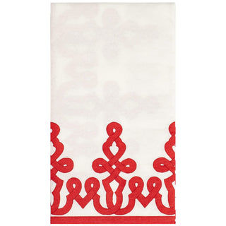 Dessin Passementerie Red-Ppr Linen Guest Towels Airlaid - 12 In