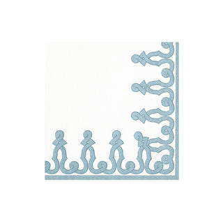 Dessin Passementerie Stone Blue Paper Boxed Cocktail Napkins - 15 Per Package