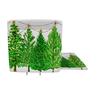 Christmas Trees With Lights  Sq Dinner Plates Square
